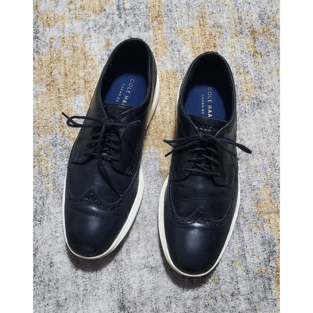 Cole Haan Men's Grand.Os Black Leather Wingtip Sneakers 9 M C29413